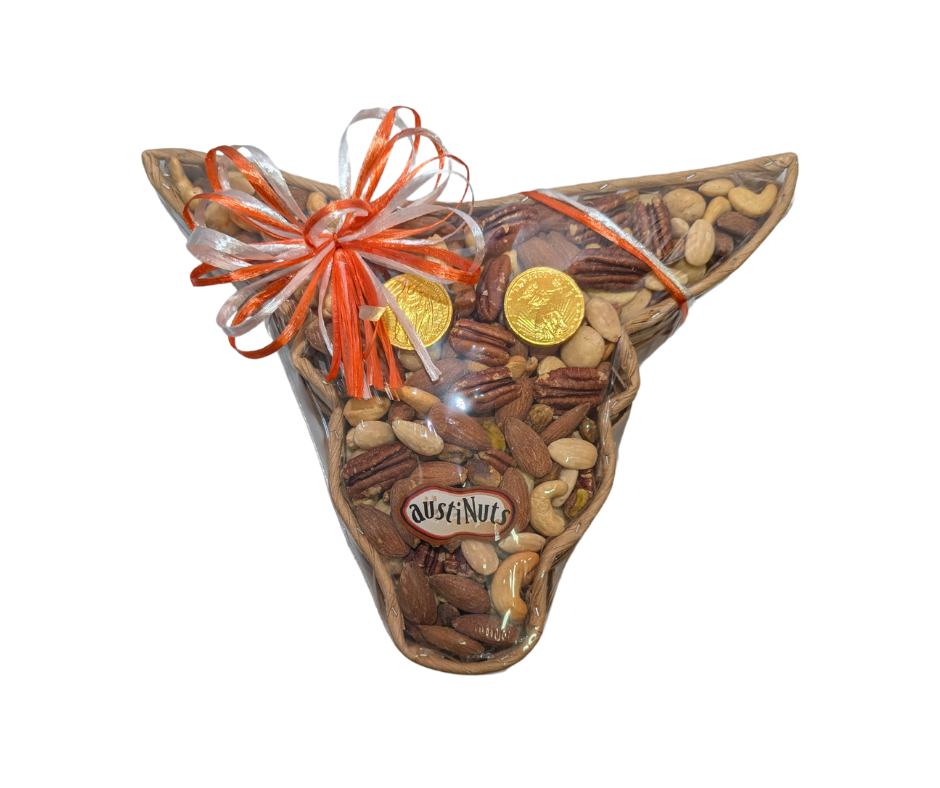 Small Longhorn Gift Basket (Deluxe Nut Mix filled)
